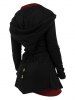 Cut Out Turtleneck Short Sleeve Mini Tee Dress And Hooded Fleece Coat Set -  