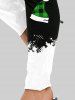 Plus Size Christmas Hats Printed Two Tone Leggings -  