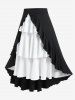 Gothic High Low Flounce Two Tone Midi Layered Skirt -  