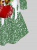 Plus Size Long Sleeves Christmas Tree Hat Socks Printed Colorblock Tee -  