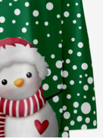 Kid Christmas Polka Dot Snowman Print Long Sleeve T-shirt Dress