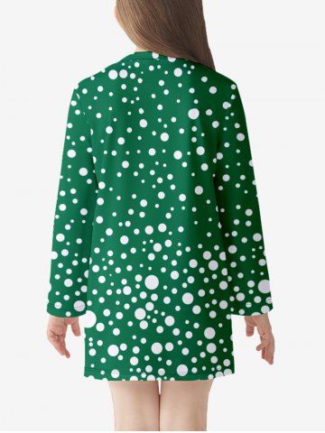 Kid Christmas Polka Dot Snowman Print Long Sleeve T-shirt Dress
