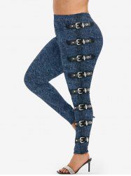 Legging Gothique à Imprimé 3D Boucle en Jean - Bleu profond 3x | US 22-24