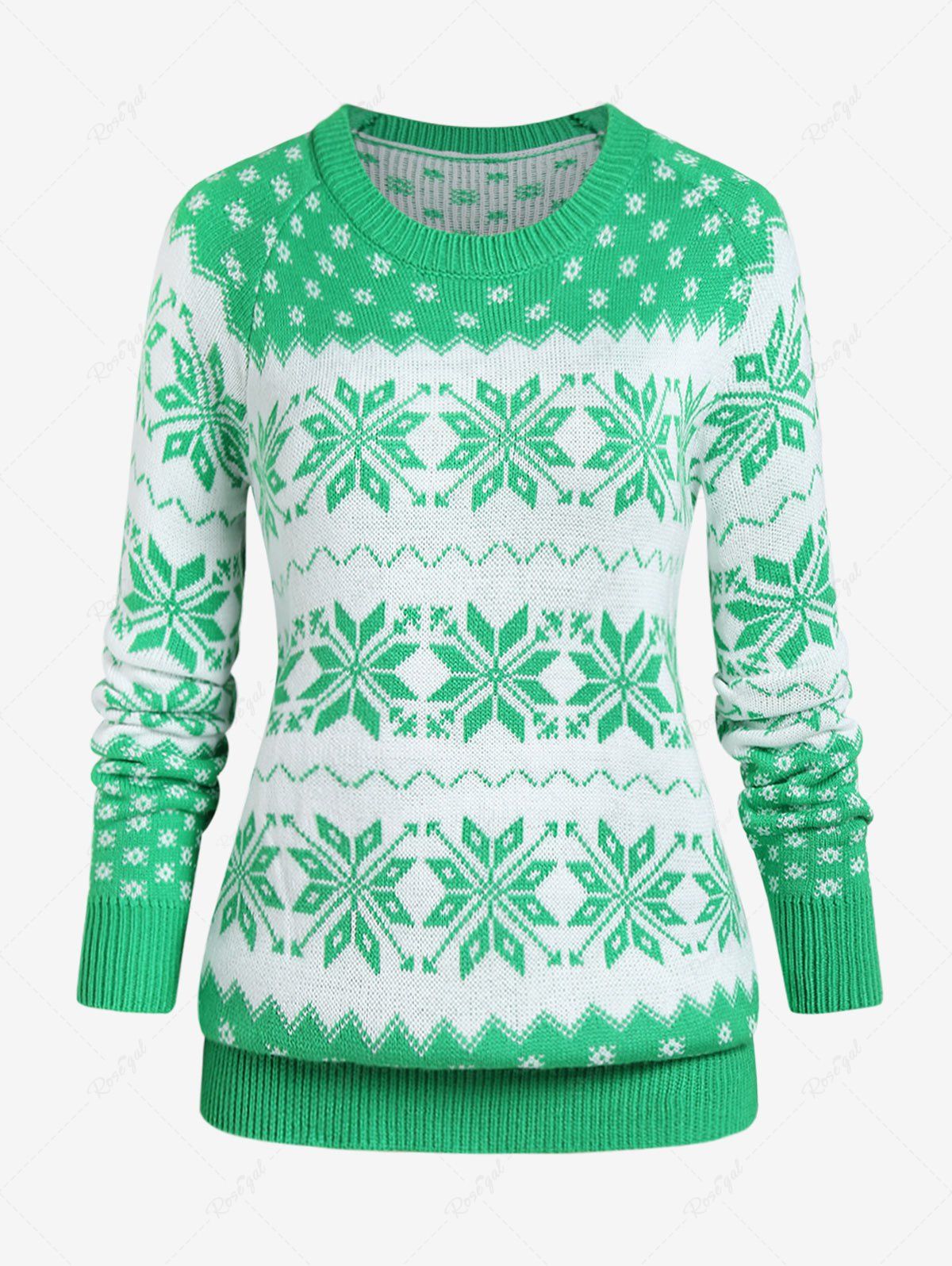 Shop Plus Size Snowflake Christmas Sweater  