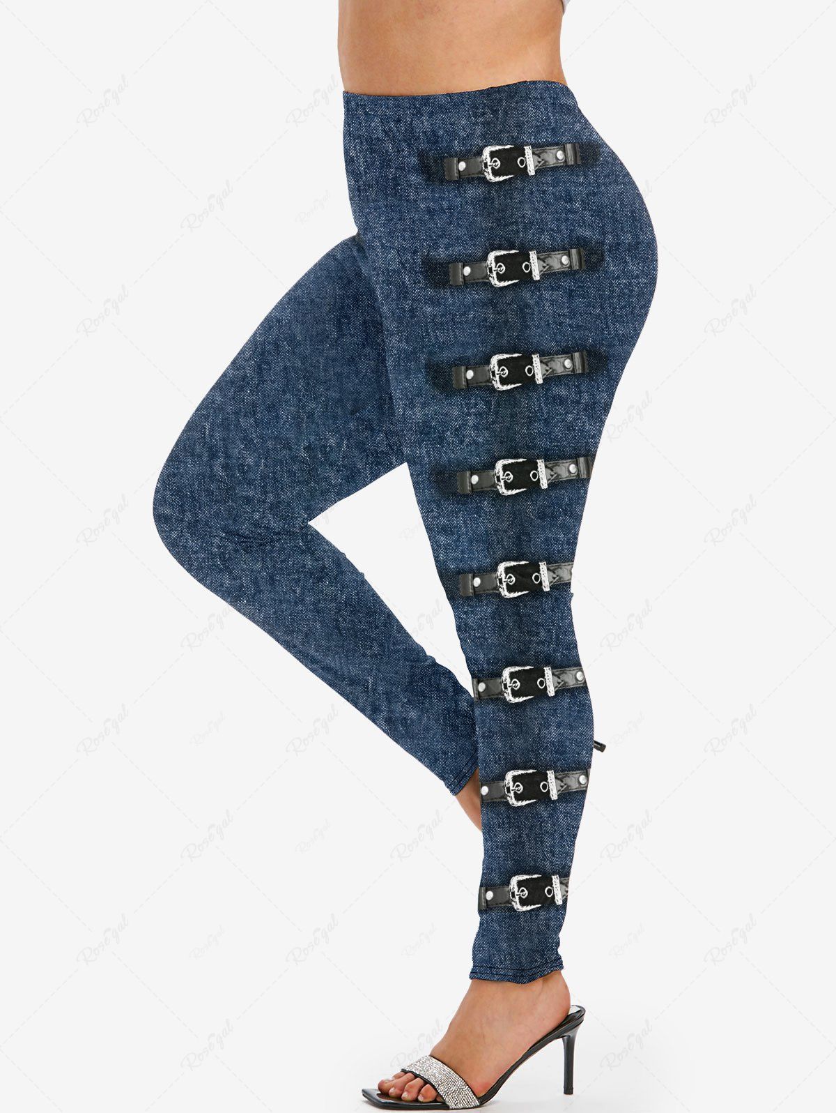 Legging Gothique à Imprimé 3D Boucle en Jean Bleu profond 5x | US 30-32