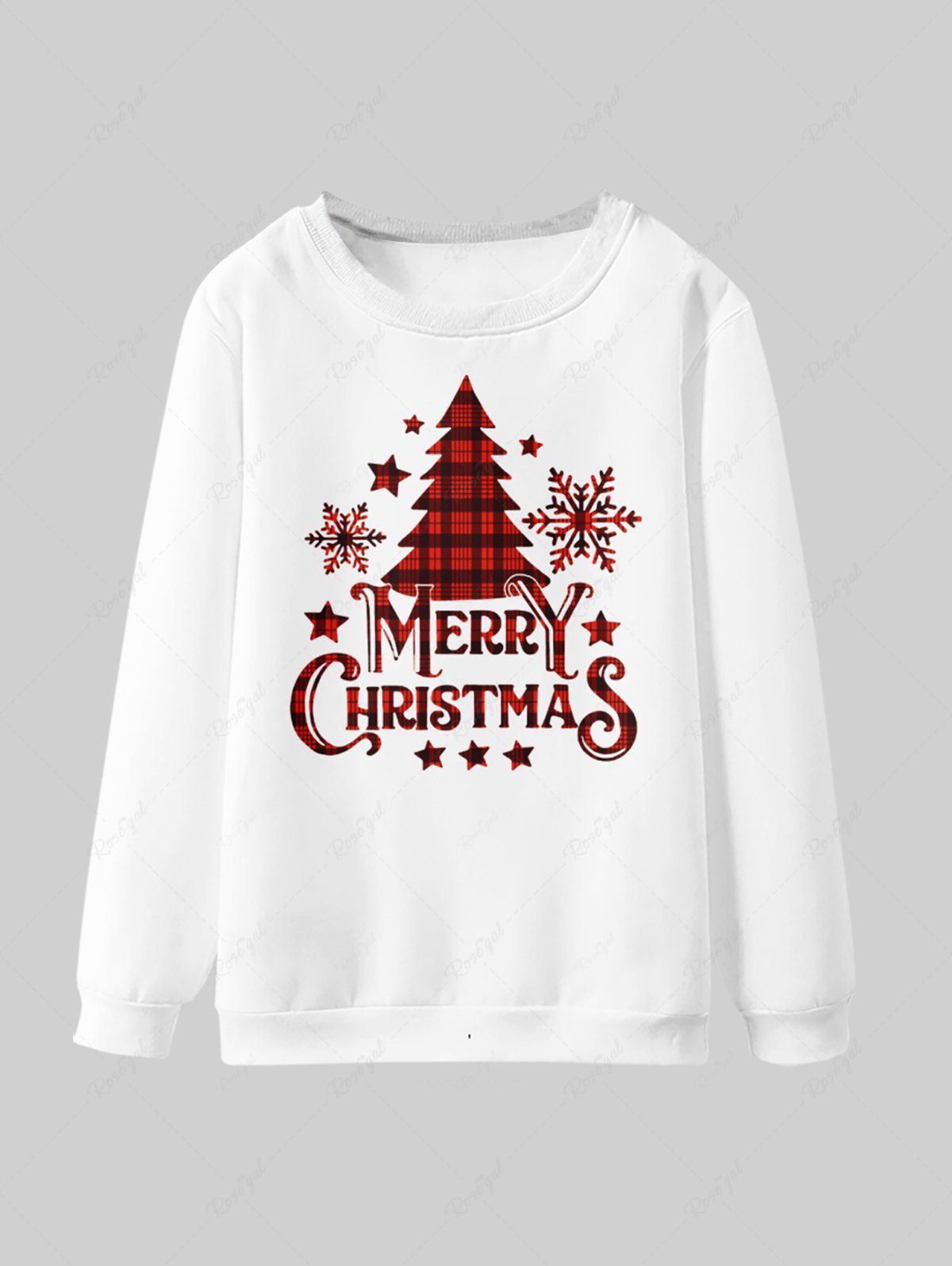 Sweat-shirt à Motifs de Flocons de Neige et Arbre de Noël Blanc 140