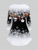 Christmas Snowflake Print T-shirt and High Rise Christmas Printed Leggings Plus Size Outfit -  