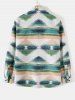 Flap Pocket Design Ethnic Aztec Print Button Fly Shacket -  