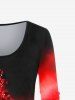 Plus Size Christmas Tree Print Ombre T-shirt -  