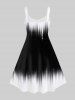 Plus Size Light Beam Print Knee Length Flared Dress -  