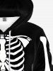 Halloween Gothic Skeleton Print Brushed Pullover Hoodie For Men -  