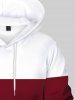 Mens Front Pocket Colorblock Flocking Lined Pullover Hoodie -  
