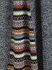 Plus Size Ethnic Pattern Fold Cinched Boat Collar Godet Knitted Dress -  