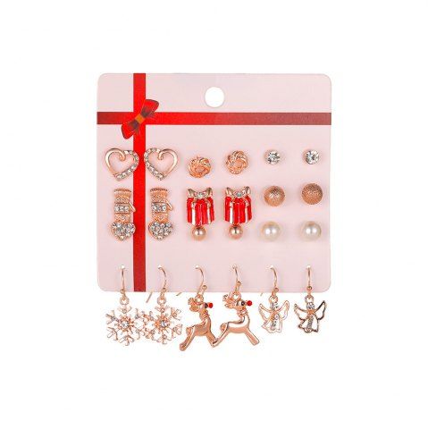 12Pcs Christmas Snowflake Elk Earrings
