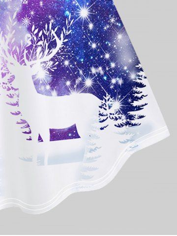 Plus Size Christmas Elk Snowflake Print Tie Dye Sleeveless Dress