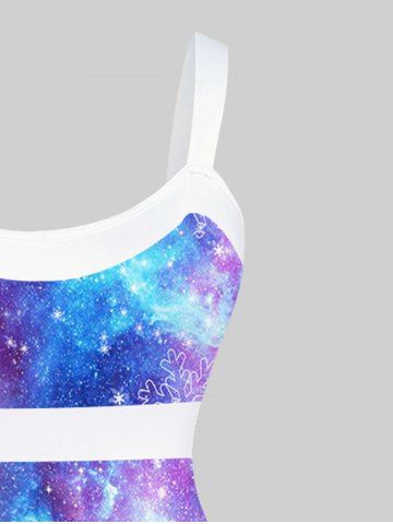 Plus Size Christmas Elk Snowflake Print Tie Dye Sleeveless Dress