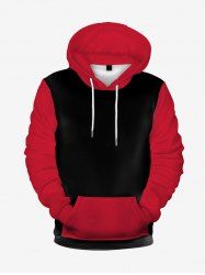 Men Two Tone Front Pocket Long Sleeves Pullover Hoodie -  