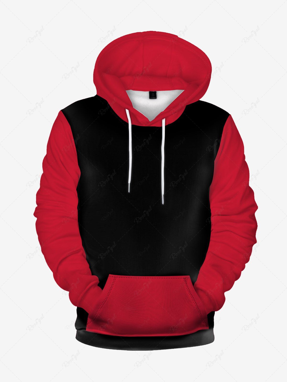 Shops Men Two Tone Front Pocket Long Sleeves Pullover Hoodie  