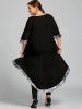 Robe Haute Basse Découpée à Détail Pailletée Grande Taille - Noir 5x | US 30-32
