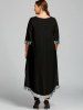Robe Haute Basse Découpée à Détail Pailletée Grande Taille - Noir 5x | US 30-32