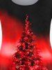 Christmas Tree Print Ombre Long Sleeve T-shirt and Leggings Plus Size Outfit -  