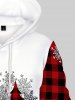 Sweat à Capuche Homme à Imprimé Sapin de Noël et Flocon de Neige en Flocage Doublé - Rouge foncé 5XL