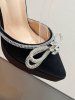 Ankle Strap Rhinestones Bow Detail Platform Heeled Sandals Pumps -  