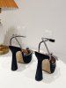 Ankle Strap Rhinestones Bow Detail Platform Heeled Sandals Pumps -  