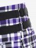 Plus Size Checked Buckle Grommets Pleated Detail Mini Skirt -  