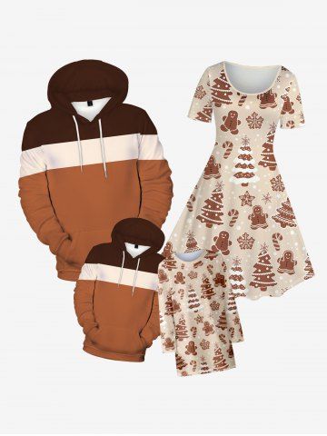 Kids Colorblock Front Pocket Fleece Lining Hoodie - COFFEE - 100