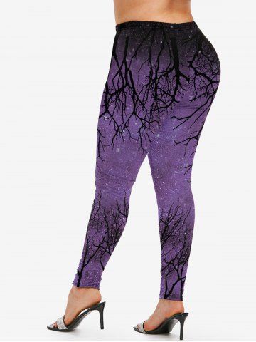 Plus Size Tree Branch Print Leggings