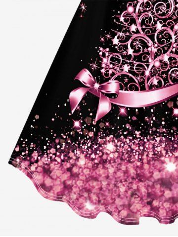 Plus Size Christmas Tree Knee Length Flared Dress