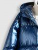 Metallic Color Zip Fly Quilted Padded Hooded Jacket -  