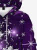 Plus Size Christmas Snowflake Snowman Print Fleece Lining Kangaroo Pocket Hoodie -  