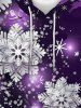 Sweat à Capuche à Imprimé Flocon de Neige de Noël de Grande Taille avec Poche Kangourou en Laine - Pourpre  5XL