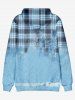 Mens Flocking Lined Checked Jean Print Front Pocket Hoodie -  