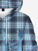 Mens Flocking Lined Checked Jean Print Front Pocket Hoodie -  