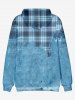Mens Checked Jean Print Front Pocket Fleece Lining Hoodie -  