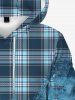 Mens Checked Jean Print Front Pocket Fleece Lining Hoodie -  