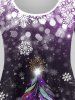 Plus Size Christmas Tree Snowflake Print Long Sleeve T-shirt -  