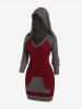 Plus Size Hooded Raglan Sleeve Colorblock Bodycon Sweater Dress - Rouge foncé 3x | US 22-24