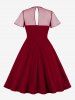 Plus Size Vintage Sheer Mesh Panel 1950s Pin Up Dress -  