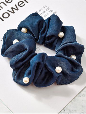 Banda de Cabello Satinado de Perlas de Imitación de Satén - DEEP BLUE