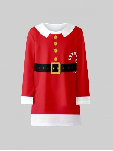 Kids Christmas 3D Printed Long Sleeve Tee Dress