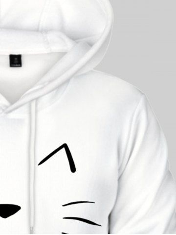 Kids Cartoon Cat Printed Front Pocket Pullover Hoodie