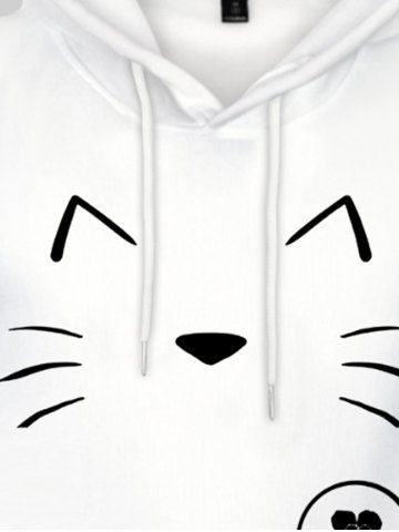 Kids Cartoon Cat Printed Front Pocket Pullover Hoodie