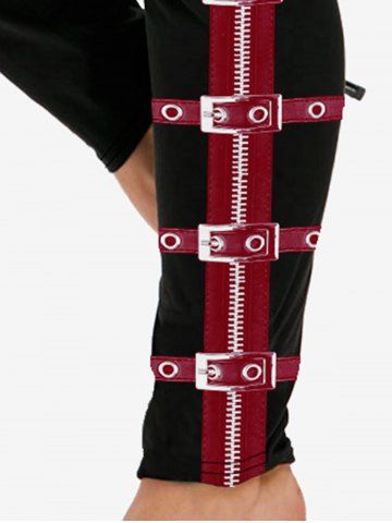 Gothic 3D Zipper Buckles Printed Skinny Leggings