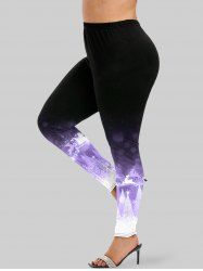 Plus Size Christmas Tree Elk Print Skinny Leggings -  