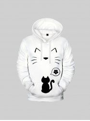 Kids Cartoon Cat Printed Front Pocket Pullover Hoodie -  