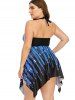 Robe de Maillot de Bain Mouchoir à Dos-Nu à Col Halter de Grande Taille - Bleu 5XL